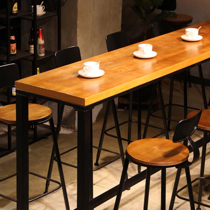 Coffee Shop Bar Height Counter Height Table Industrial Solid Wood Rectangle Pub Table