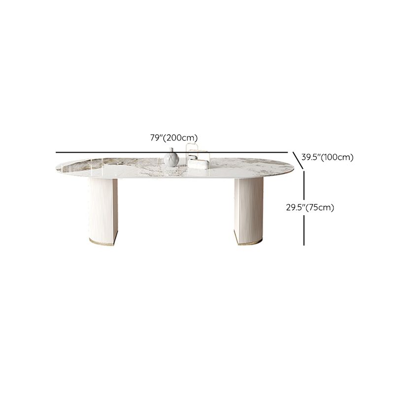 Glam Sintered Stone Table Dining Oval Table with Metal Legs for Home Use