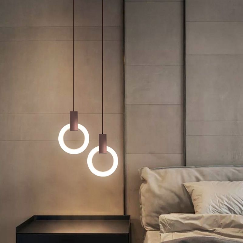 Halo Ring Pendant Light Fixture Simple Acrylic Dining Room LED Suspended Lighting