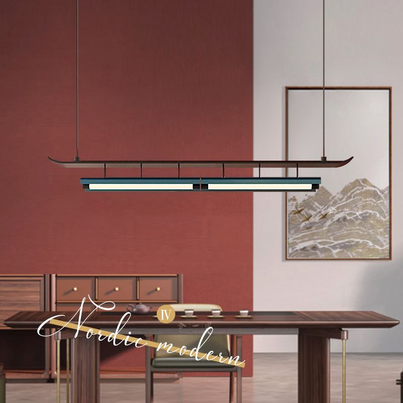 Holz linearer Deckenheize chinesische moderne Inselbeleuchtung für Bar