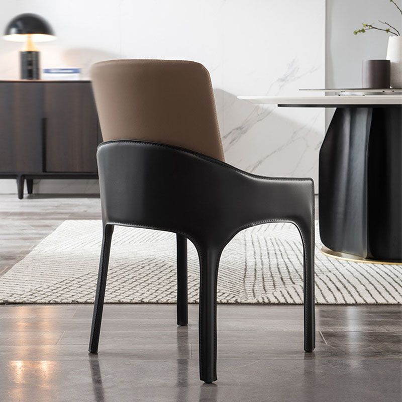 Modern Style Arm Chair Faux Leather Dining Chair for Dining Room