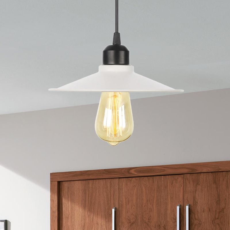 1 Éclairage pendentif intérieur léger Ferme de suspension noire / blanc avec un cône / ombre de métal wavy / large éteinte