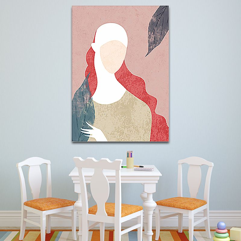 Nordic Fashion Woman Wall Decor Pink Living Room Canvas Art (Multiple Sizes Available)