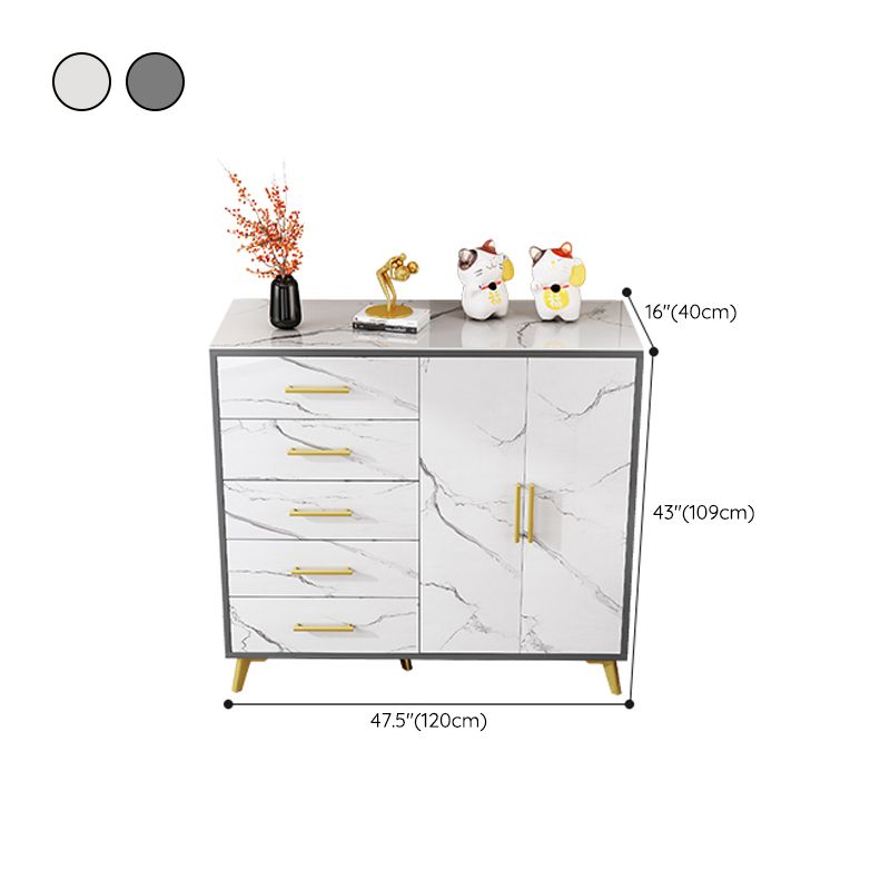 16" Wide Glam Storage Chest Stone Bedroom Chest in White with Drawers