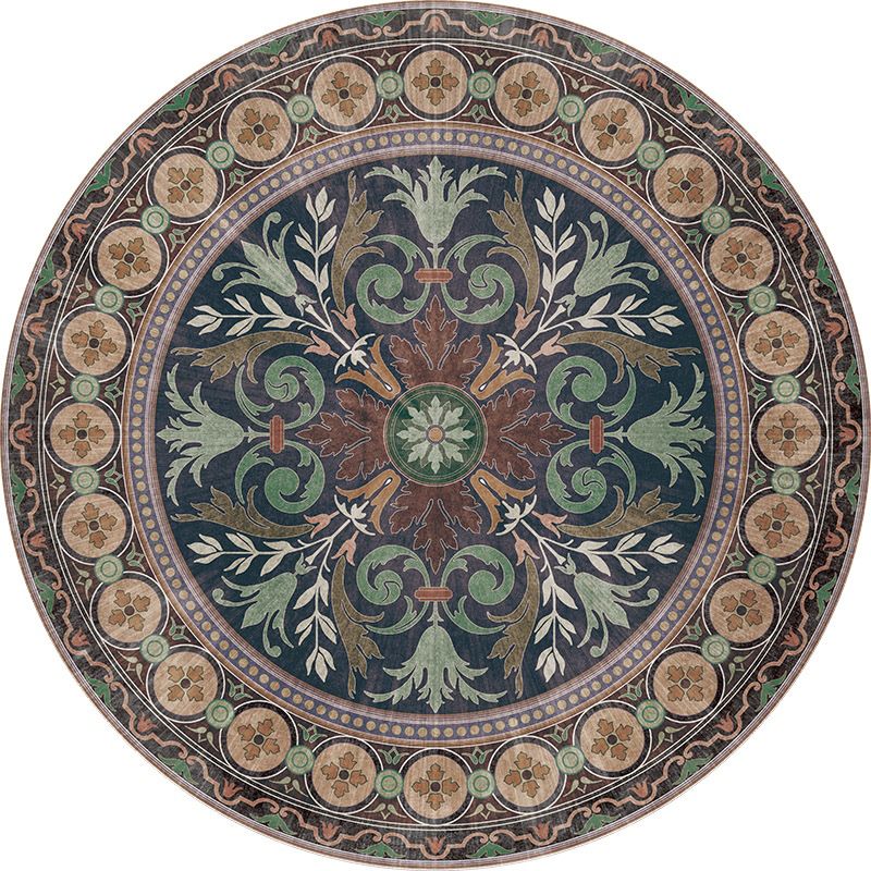 Red Living Room Area Carpet Shabby Chic Tribal Pattern Area Rug Non-Slip Backing Rug