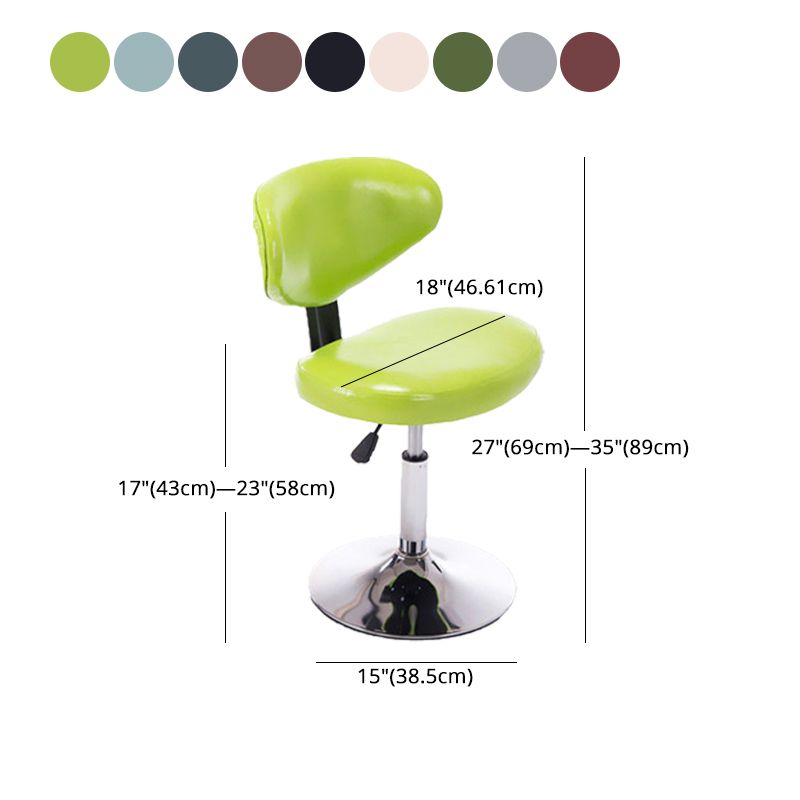 Taburetes escandinavos de cuero con altura ajustable, taburetes de bar giratorios plateados con respaldo bajo