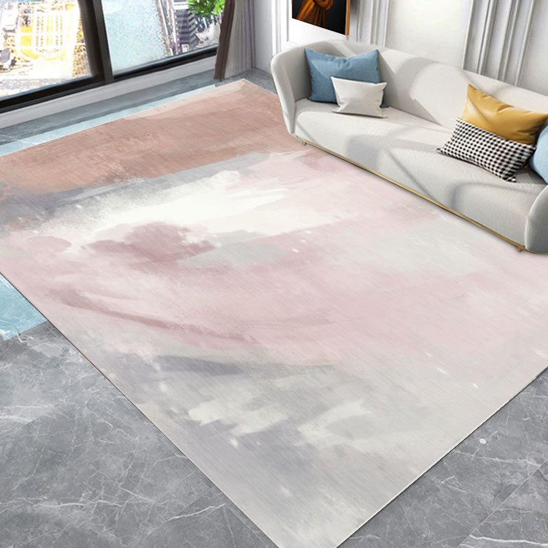 Light Blue Graphic Rug Polyester Modern Indoor Rug Non-Slip Backing Rug for Drawing Room