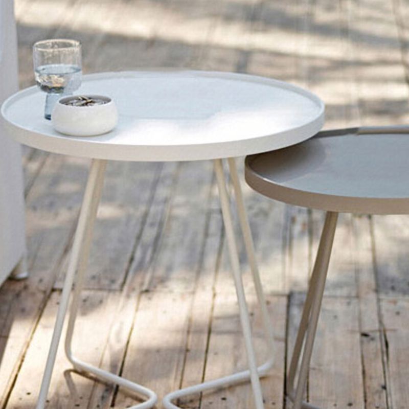 Mid-Century Metal Sled End Table Round Side Table for Living Room