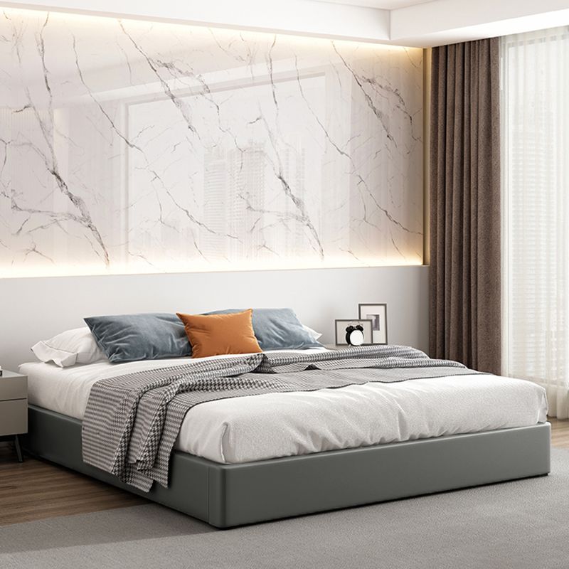 Contemporary Grey 10.23 " Tall Wooden Platform Bed for Bedroom