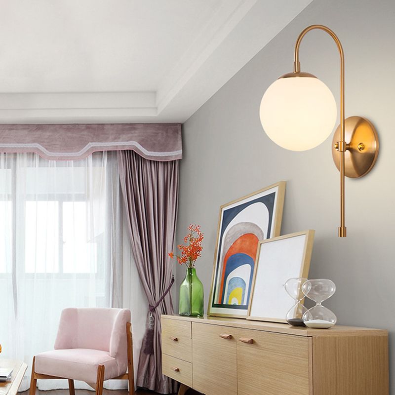 Single Golden Modernism Wall Mounted Sconce Glass Shaded Wall Light for Foyer