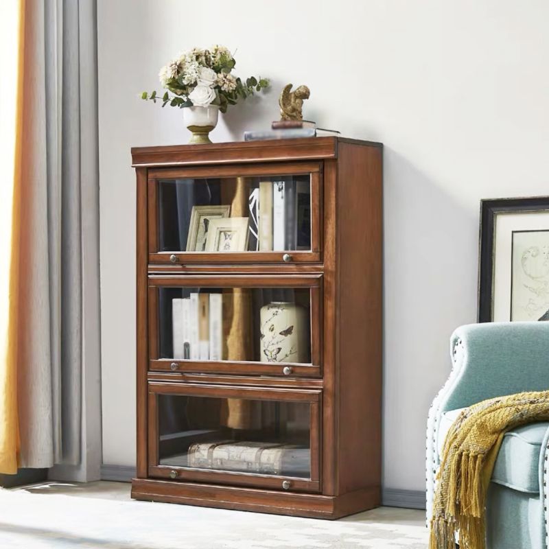 Wooden Barrister Bookcase Modern Closed Back Bookcase for Home Office