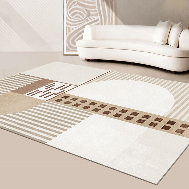 Green Casual Rug Polyester Color Piece Rug Stain Resistant Rug for Living Room