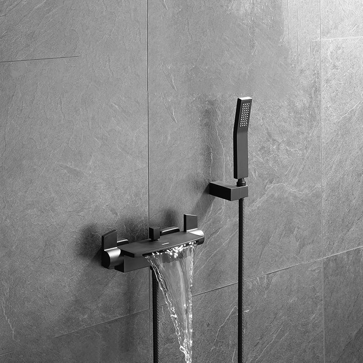 Wall Mounted Metal Tub Filler Low Arc Waterfall Bathroom Tub Faucet Trim
