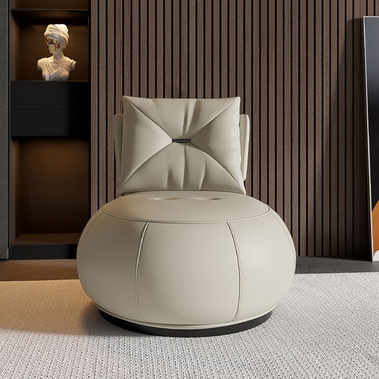 Solid Color Lounge Chair Living Room Round Base Side Fixed Back Chair