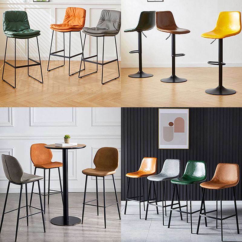 Modern Faux Leather Counter Stool Low Back Bar Stool with Footrest