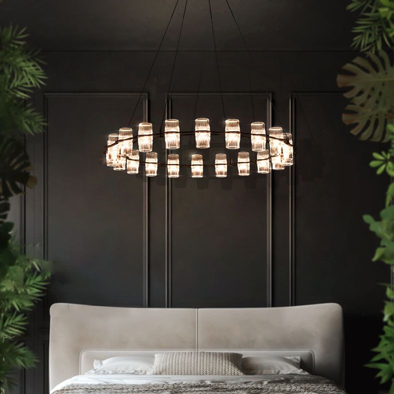 Modern Nordic Pendant Light Metal Linear Chandelier for Dining Room