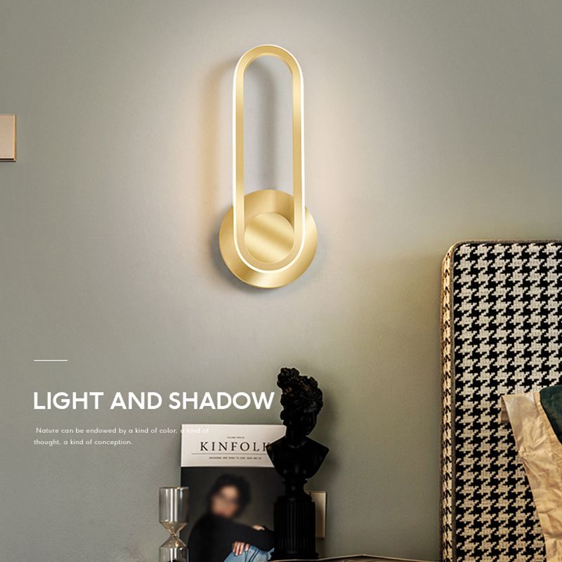 Modern Style Elliptical Shape Wall Sconce Metal 1 Light Wall Light for Bedroom