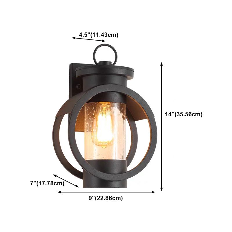 Retro Glass Shade Wall Light Black Single Light Wall Sconce for Outdoors
