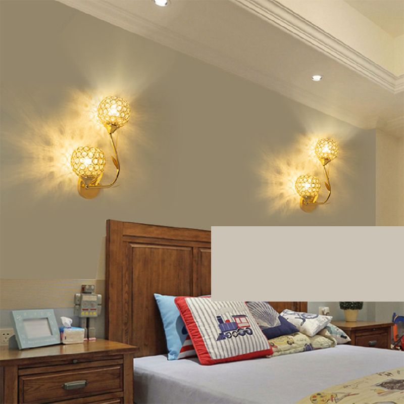 Ball Shade Crystal Wall Light Contemporary Wall Sconce Lighting for Living Room