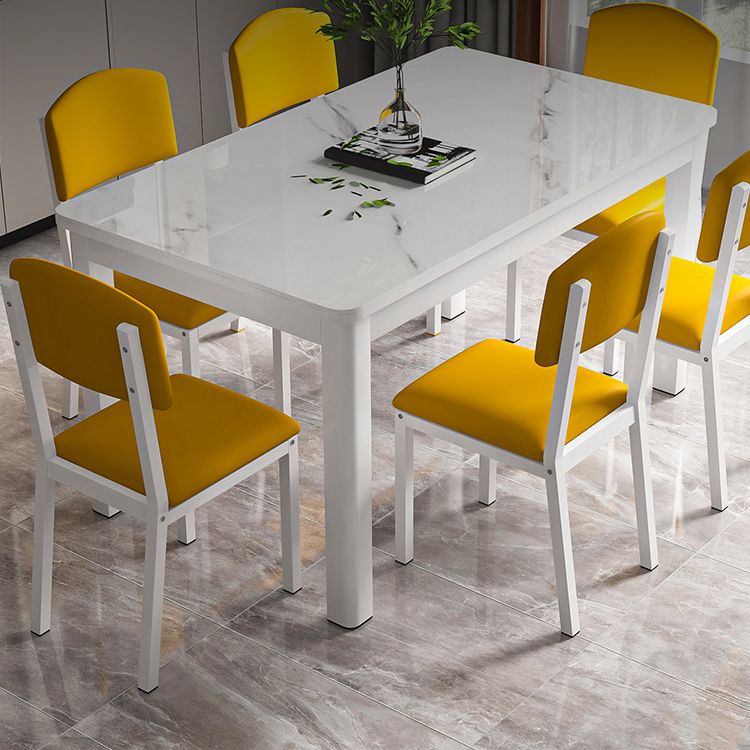 Modern Rectangular Glass Top Dining Table with White and Black 4 Foot