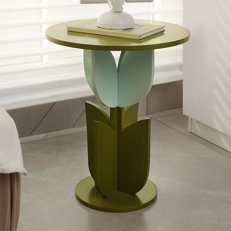 Round/free Shape Square Block Base Glass/solid Wood Table Modern Style Coffee Table