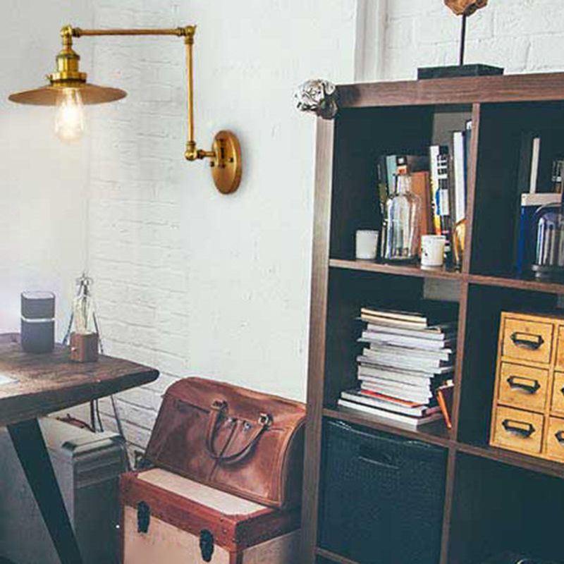 Industrial Style Swing Arm Wall Sconce Metal 1 Light Sconces for Bedroom