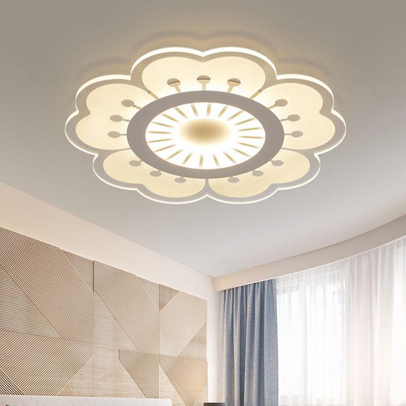 Blume Deckenbefestigung Zeitgenössische Acryl Weiß 16.5 "/20.5" Breite LED Bündig Montieren Beleuchtung, Warm/White/3 Farbe Licht