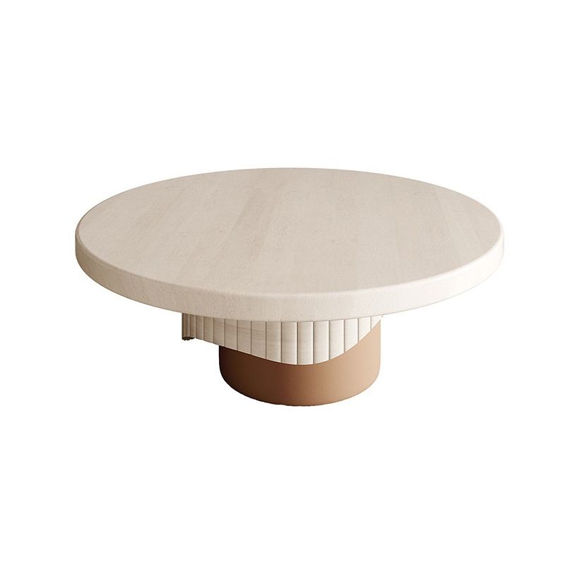 Pedestal Base Design Round Wooden Table Modern Style Coffee Table