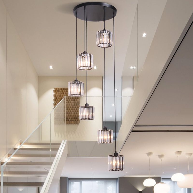 Geometrischer Schattenstreppenhänke Lichtglas zeitgenössischer Multi -Licht -Anhänger