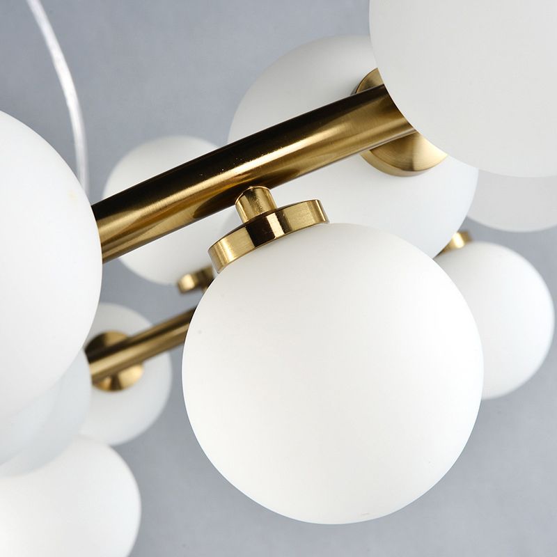 Glass Circular Hanging Pendant Light Contemporary Chandelier Pendant Light in White