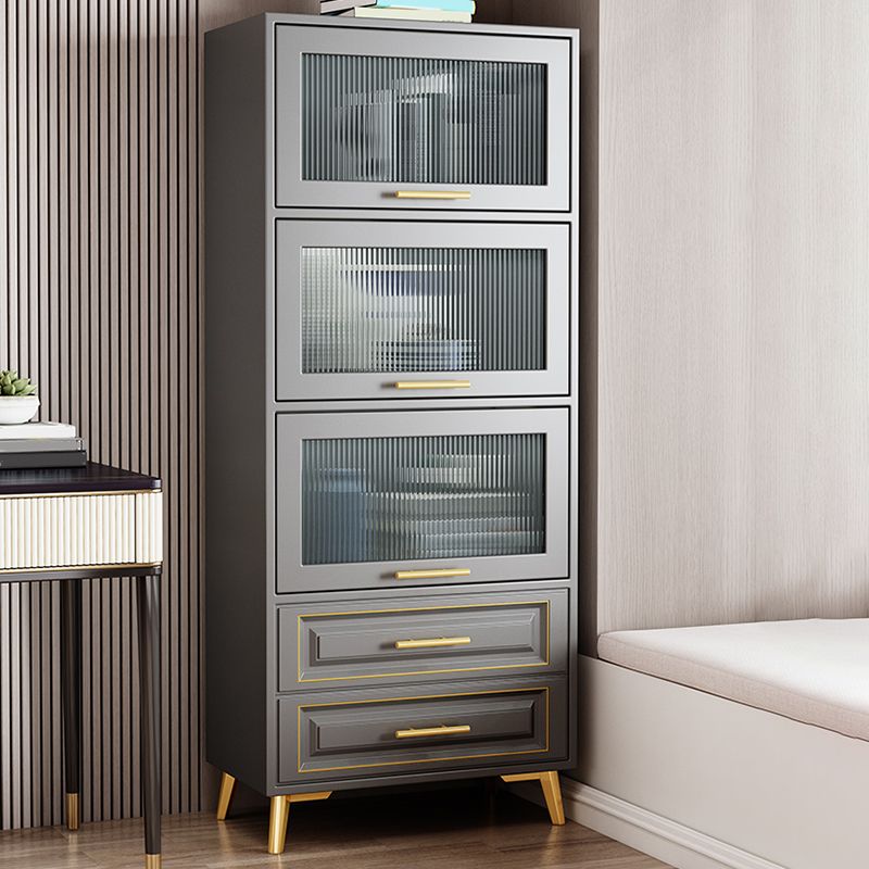 Contemporary Grey Cabinet with Glass Door and 2 Soft Close Drawers