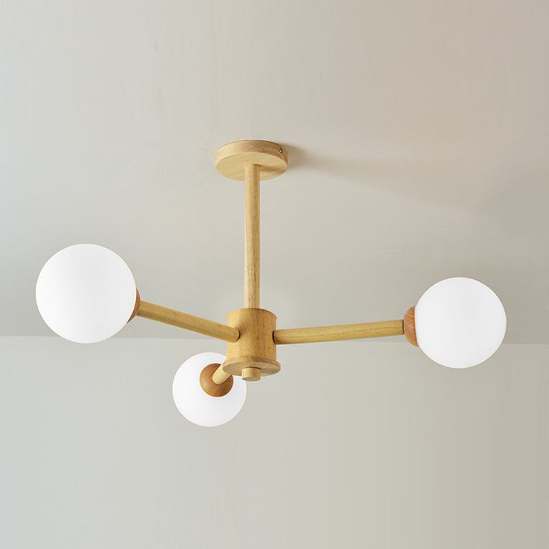 Luces colgantes de rama esférica múltiple de luz Modern Wood Lighting para estudio para estudiar