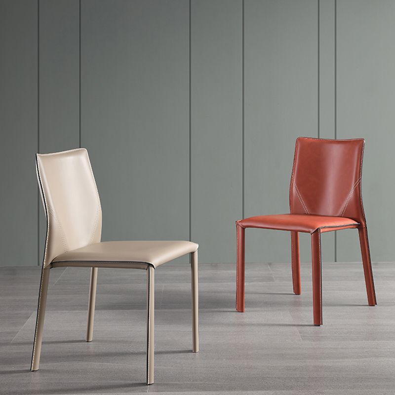 Faux Leather Kitchen Dining Chairs Armless Chairs with Metal Base