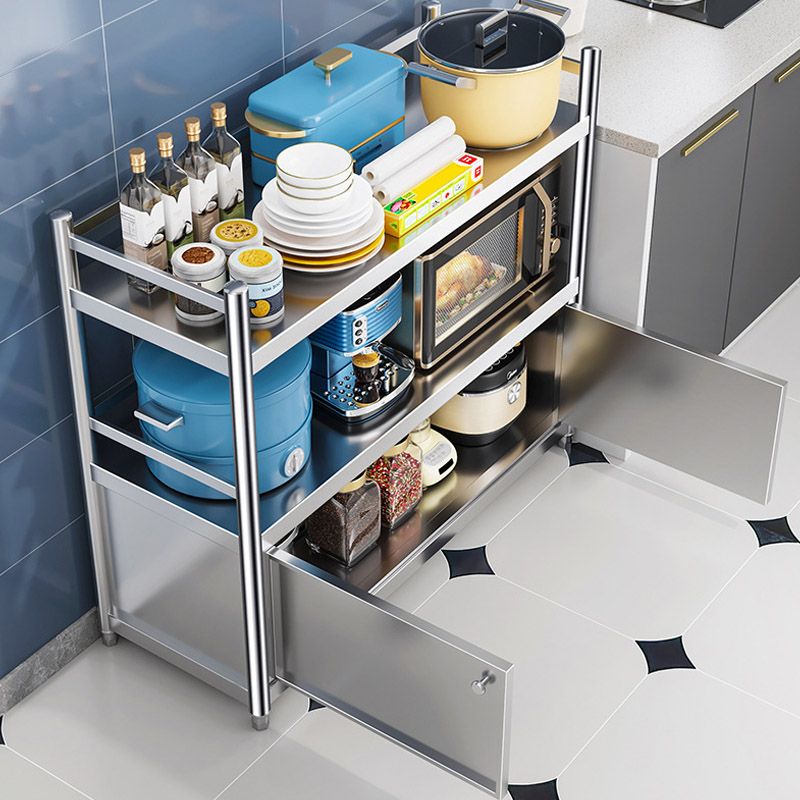 Stainless Steel Prep Table Home Dining Kitchen Island Cart in Silver