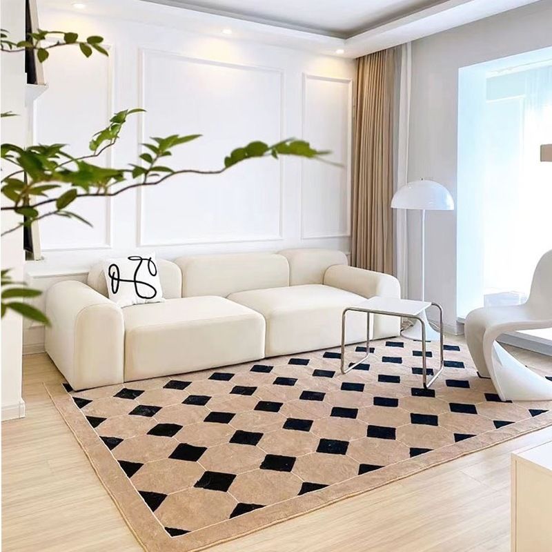 Geometric Pattern Rug Rectangle Shape Living Room Carpet Polyester Washable Area Rug