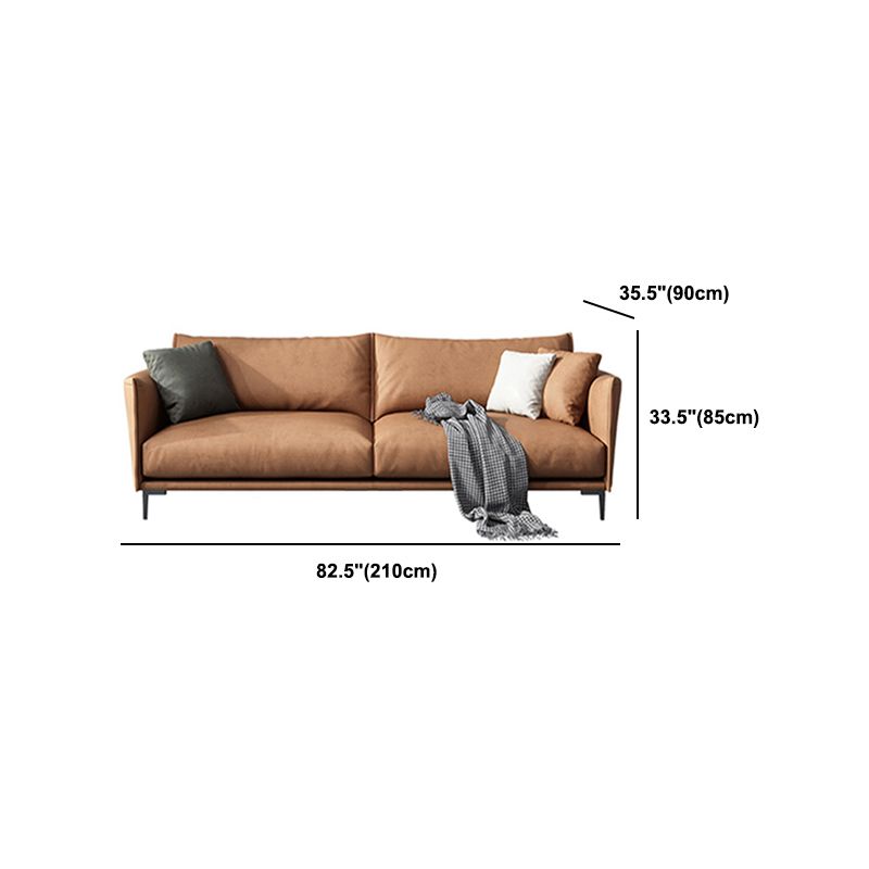 Contemporary Dark Brown Cushions Standard Square Arm Stationary Sofa