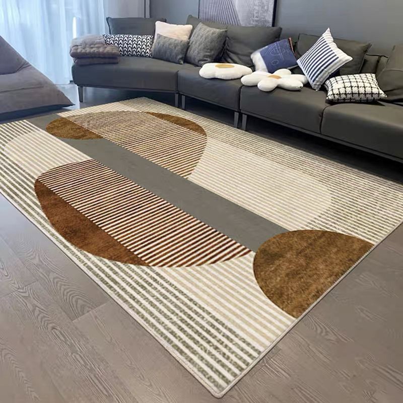 Dark Brown Modern Rug Polyester Color Lump Rug Non-Slip Rug for Living Room