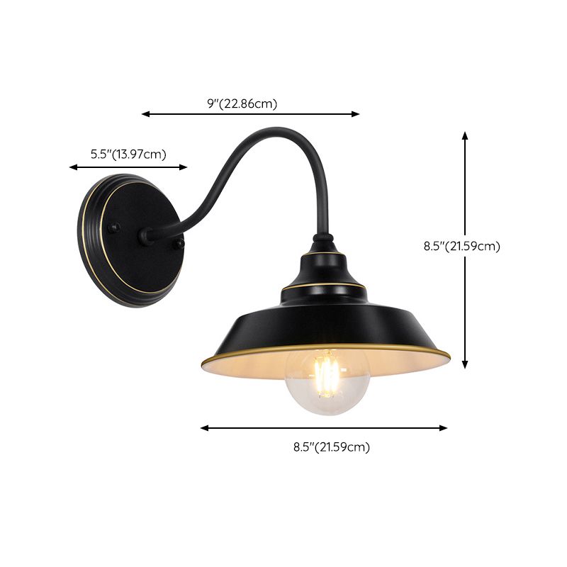 Metal Geometric Shape Wall Light Industrial Style 1 Light Wall Light Sconce in Black