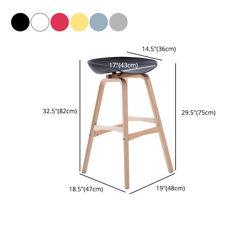 Scandinavia Style Bar-stool Wooden Legs PP Seat for Restaurant Bar