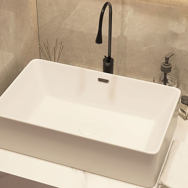 Modern Style White Bathroom Sink Rectangle Ceramic Bathroom Sink