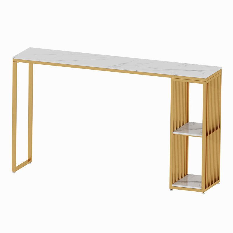 Nordic Glam 1/3 Pieces Bar Table Set Rectangle Marble Counter Table with High Stools