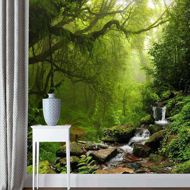 Deep Forest Wall Mural Decal for Accent Wall, Dark Green, Personalized Size Available