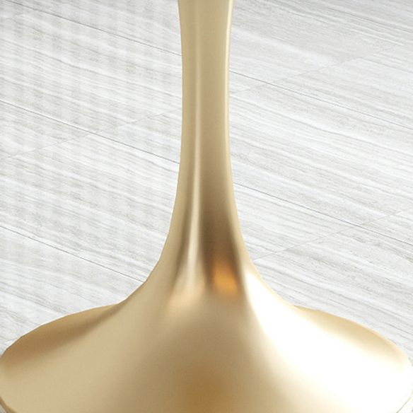 Glam Sintered Stone White Dining Room Set with Round Table and Metal Base Dining Table Furniture