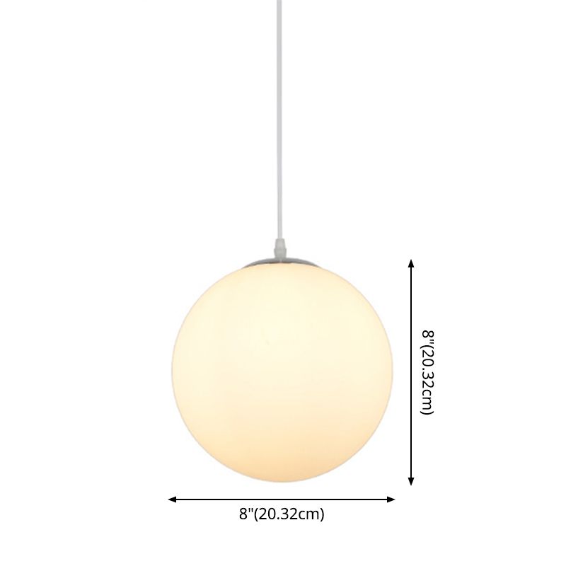 1 Light Round Ceiling Light Modern Simple White Glass Ceiling Fixture for Restaurant