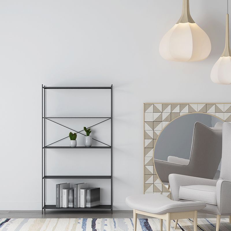 Modern Metal Bookcase Shelf Rectangular Open Bookcase with Shelves