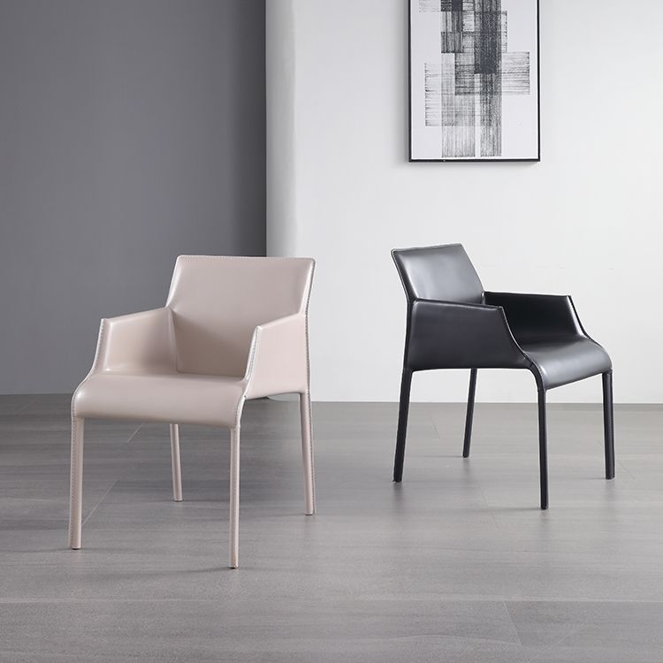 Modern Indoor Upholstered Arm Chair Faux Leather Dining Chair for Dining Room