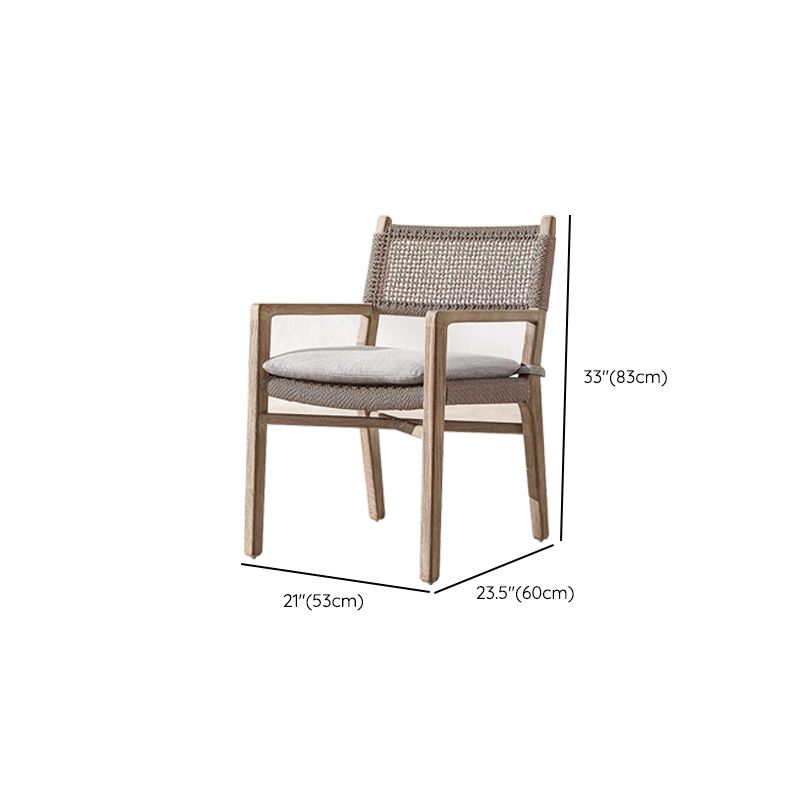 Modern Brown Teak Upholstered Removable Cushion Outdoor Bistro Chairs