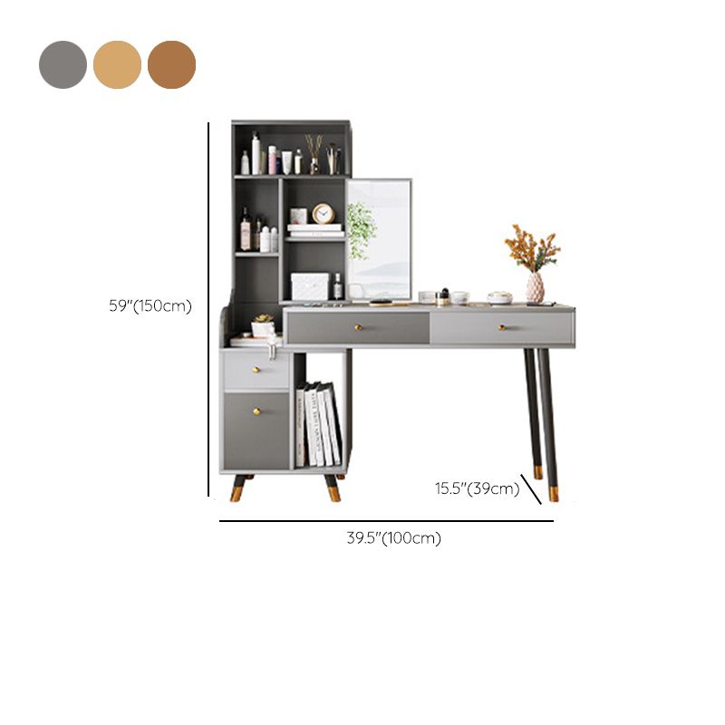 Scandinavian Wood Dressing Table Solid Wood Make-up Vanity with Drawers