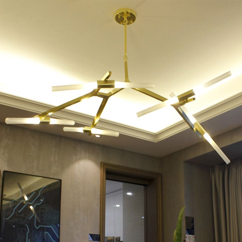 Acrylic LED Chandelier Modern Suspension Light in Gold for Living Room Dinning Room