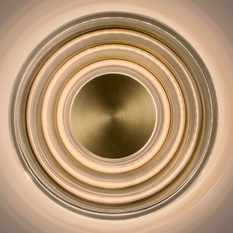 Single Modern Brass Wall Mounted Sconce LED Round Glass Wall Light for Foyer